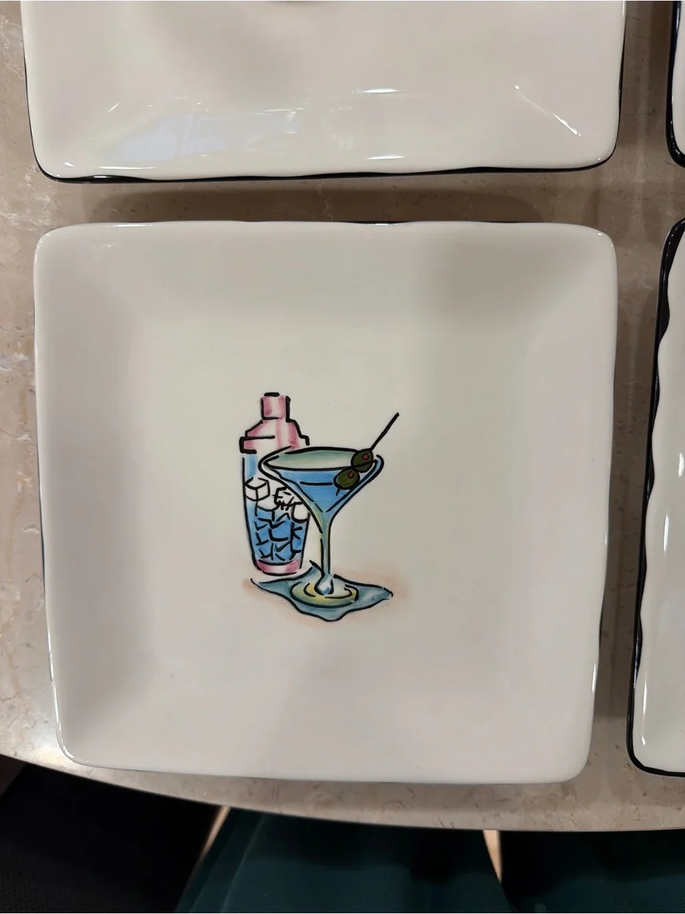 Pottery Barn White Square Martini Plates - Set of 4